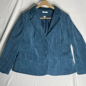 Dress Barn Woman's Corduroy Lined Tailored Blazer Button Closure Size 14W Pocket